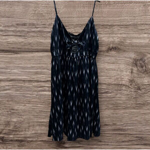 Banana Republic Dress Size L Navy White Midi Spaghetti Strap Cutout Front NWT